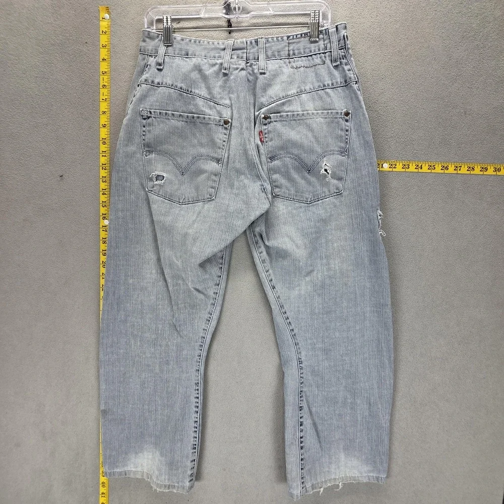 Vintage Levis Engineered Jeans Mens Gray Twisted Baggy Wide Leg Fits 30x26